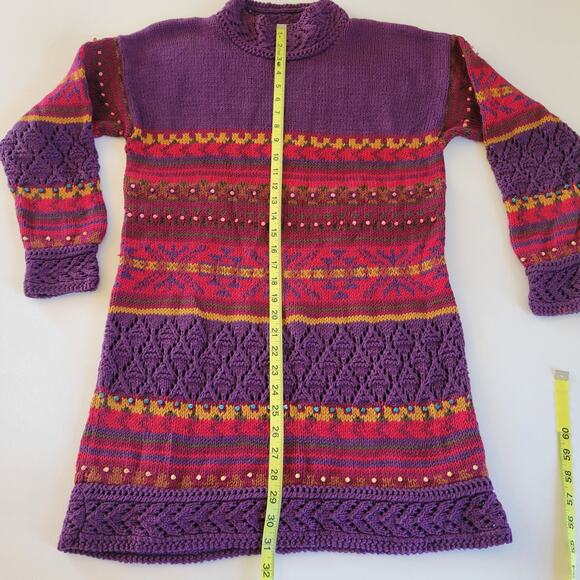 Vintage Hand Knit for The Limited Beaded Sweater Tunic Dress Size Small/Medium - Picture 7 of 7